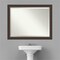 Beveled Wood Bathroom Wall Mirror, Cyprus Walnut Narrow Frame